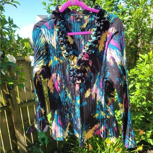 Multi Colored Button Down Blouse - Picture 1 of 12
